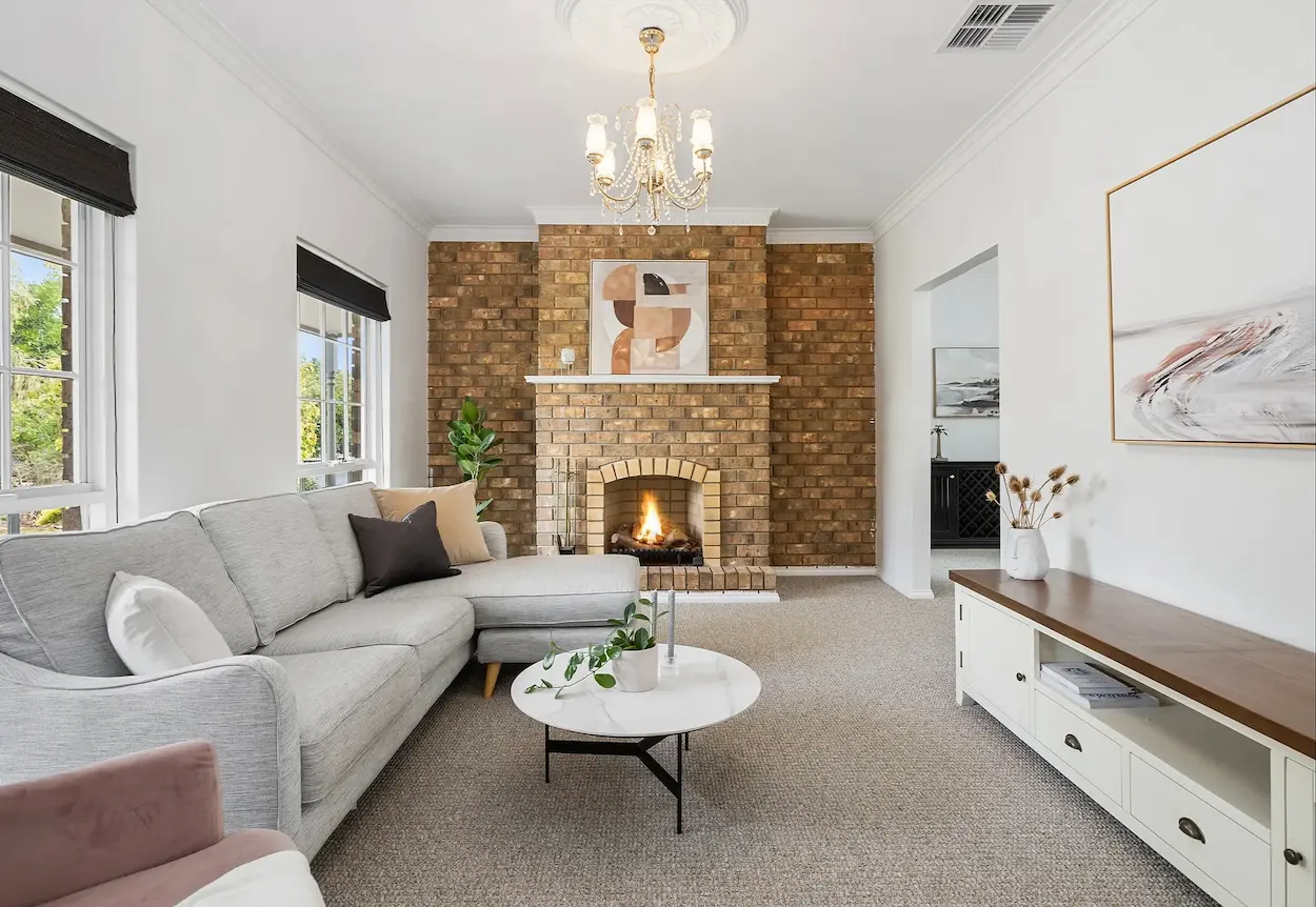 Interior styled lounge room at 6 Brentyn Court Campbelltown SA 5074 by Amor Home Styling.