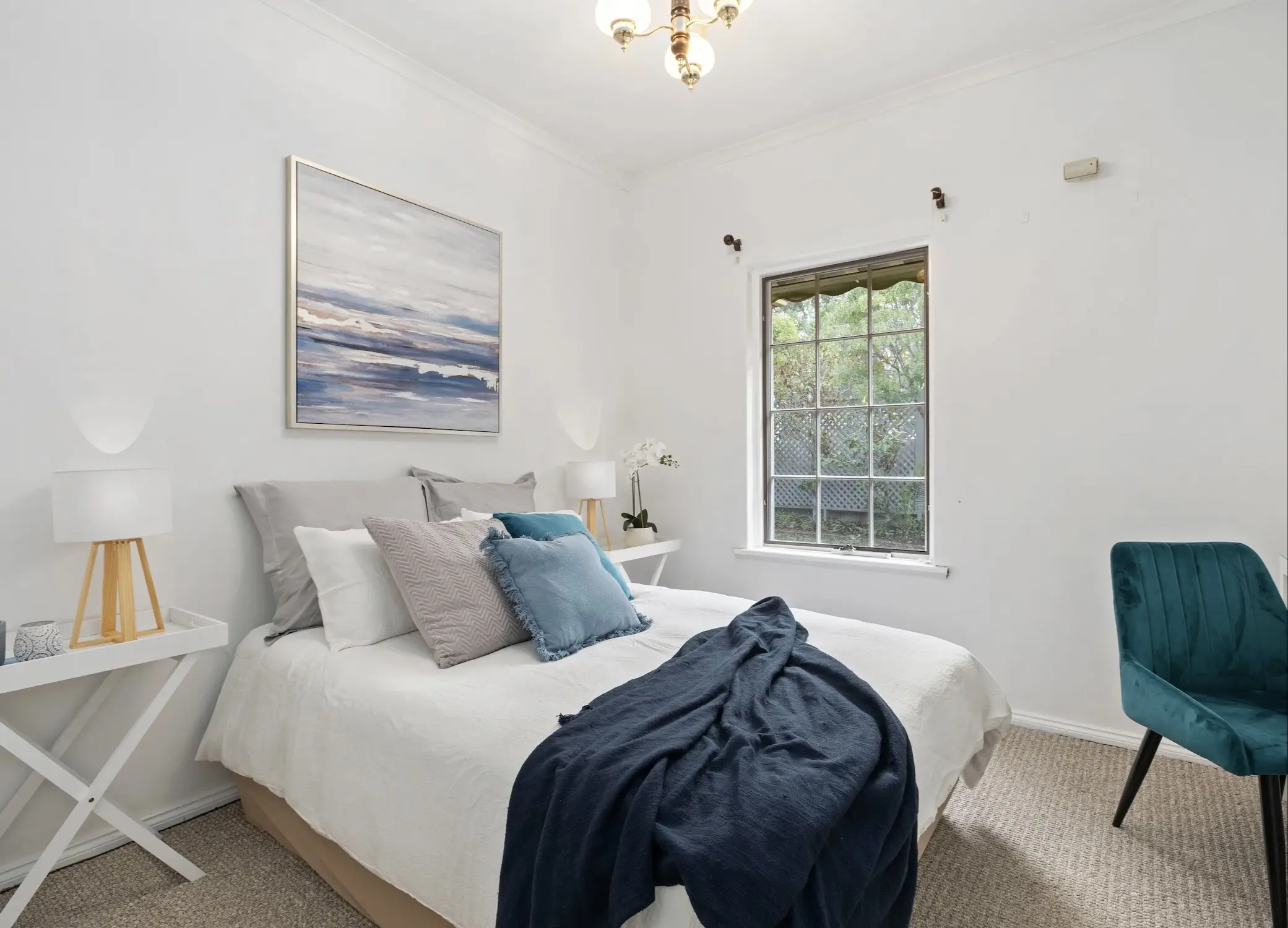 A bedroom in Pooraka, Adelaide styled by Amor Home Styling.